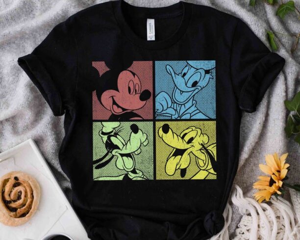 Disney Mickey Mouse And Friends Group Shot Comic Panels Retro Shirt