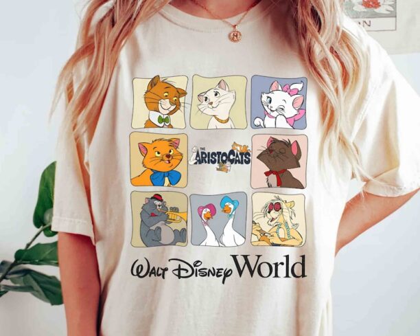 Retro Walt Disney World The Aristocats Characters Group Shirt, Marie Duchess Tee