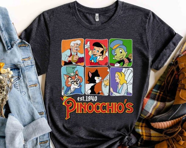 Disney Pinocchio Characters Group Shot Retro 1940 Shirt