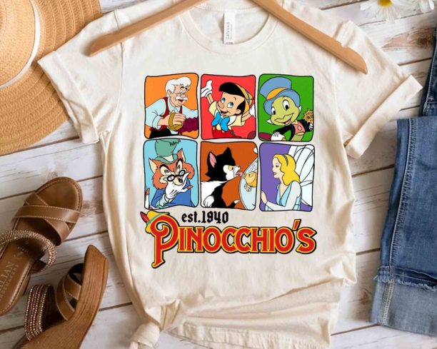 Disney Pinocchio Characters Group Shot Retro 1940 Shirt