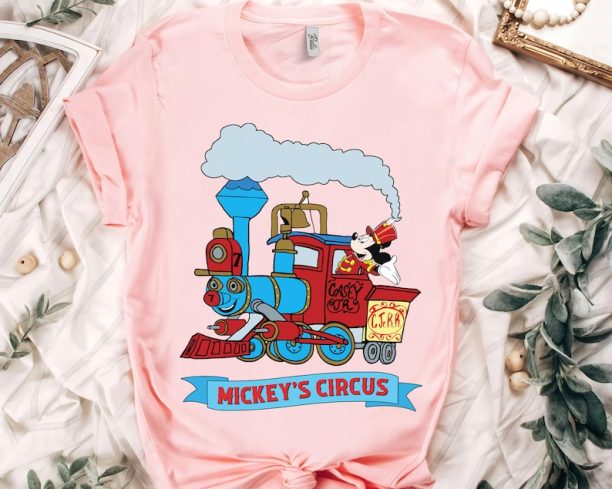 Cute Disney Mickey's Circus Medal And Pin Passholder Casey Jr Shirt