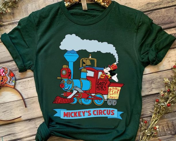 Cute Disney Mickey's Circus Medal And Pin Passholder Casey Jr Shirt