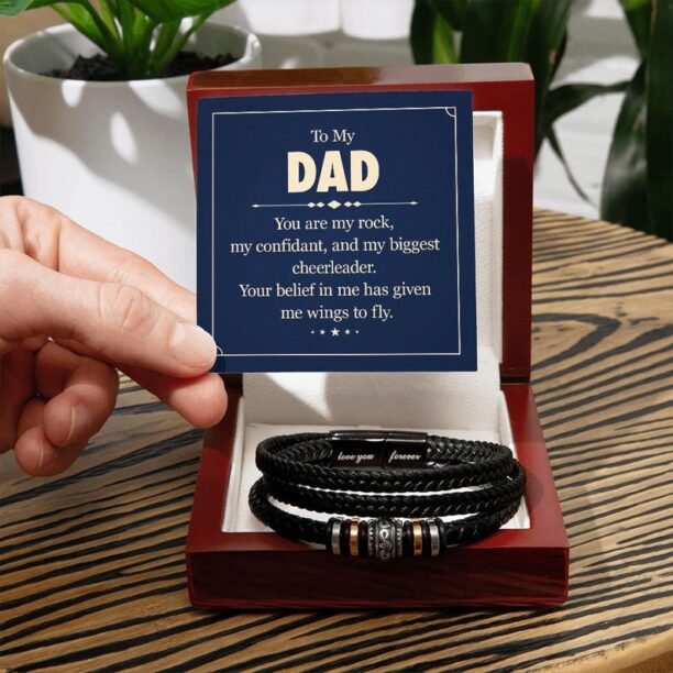 To My Dad Vegan Leather Bracelet, Father's Day Gift for Dad, Dad Birthday Gift