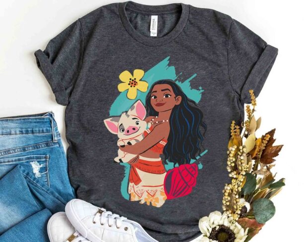 Disney Princess Cute Moana And Pua Pig Portrait Shirt, Tamatoa Maui Hei Hei Tee