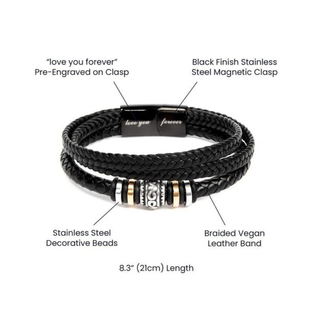 To My Dad Strong in Heart Braided Leather Bracelet Fathers Day Gift from Son with Message Card Vegan Leather Bracelet