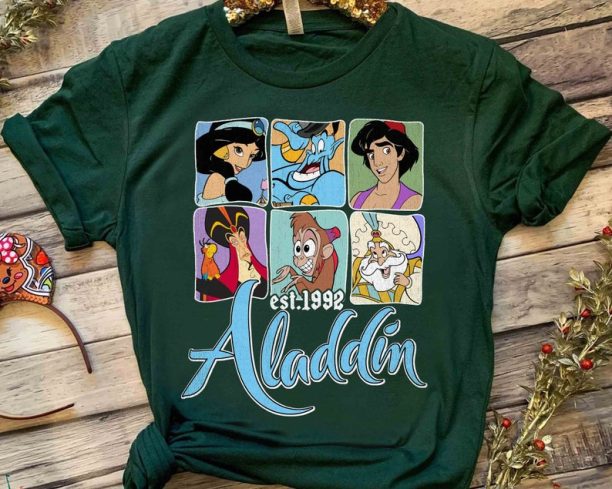 Disney Aladdin Characters Group Shot 1992 Retro Shirt