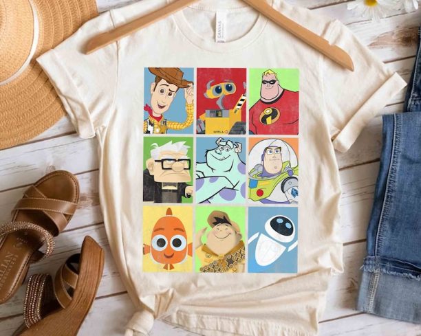 Disney Pixar Epic Boxed Up Line Up Character Graphic Shirt