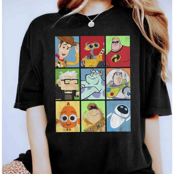 Disney Pixar Epic Boxed Up Line Up Character Graphic Shirt