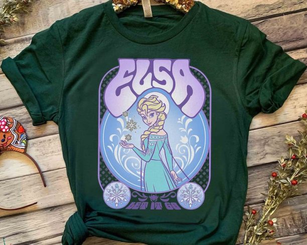 Disney Frozen Elsa Let It Go Seventies Retro Poster Shirt