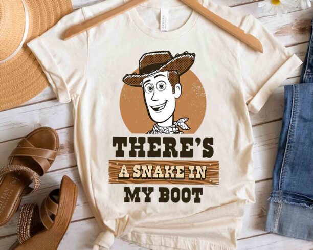 Disney Toy Story Woody Theres A Snake In My Boot Shirt