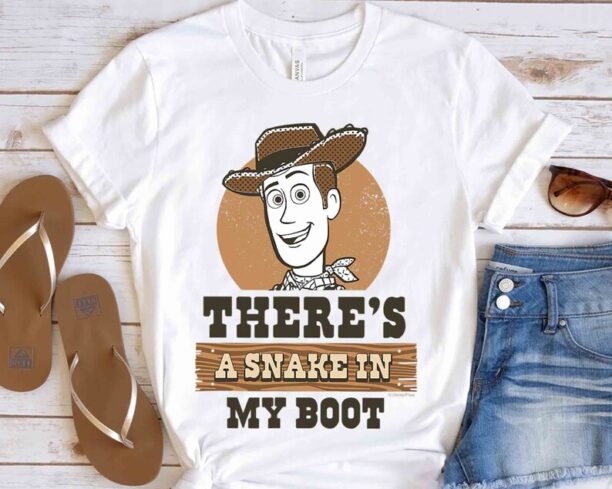 Disney Toy Story Woody Theres A Snake In My Boot Shirt