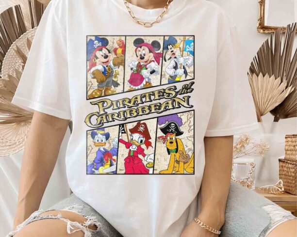 Funny Disney Mickey Mouse & Friends Pirates Of The Caribbean Retro Shirt