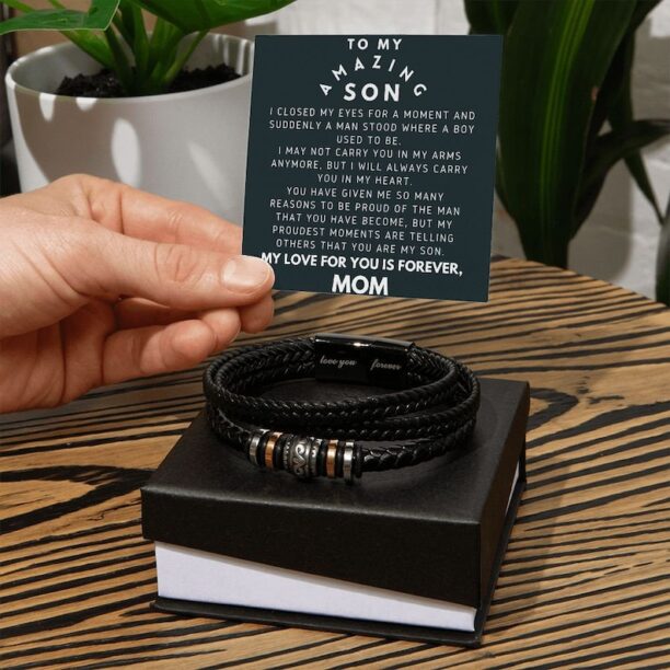 To My Son, I am so proud of you. Bracelet for your Son From Mom- Gift for Birthday, Christmas, Graduation, Confirmation