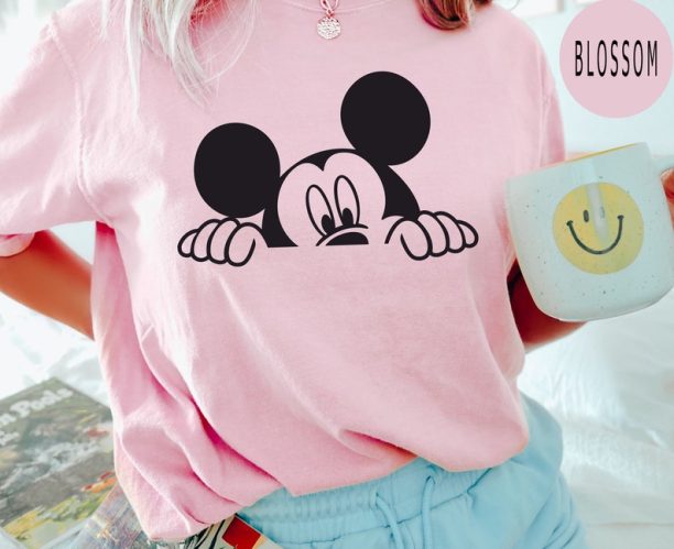 Comfort Colors® Disney Peeking Mickey Shirt, Disney Family Vacation Shirt, Disney WorldShirt Tees