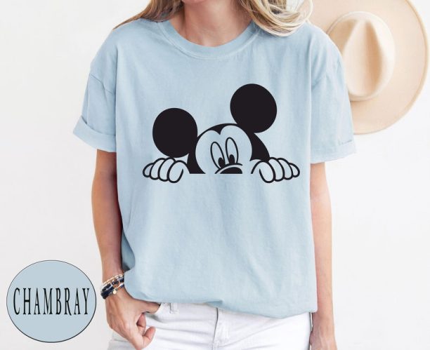 Comfort Colors® Disney Peeking Mickey Shirt, Disney Family Vacation Shirt, Disney WorldShirt Tees