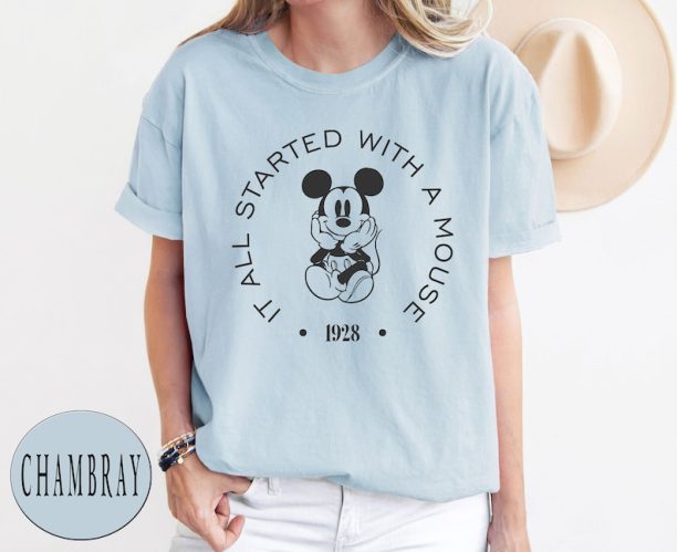 Comfort Colors® It All Started with a Mouse Shirt, Disney 1928 Shirt, Cute Disney Shirt, Disney Fan Gift