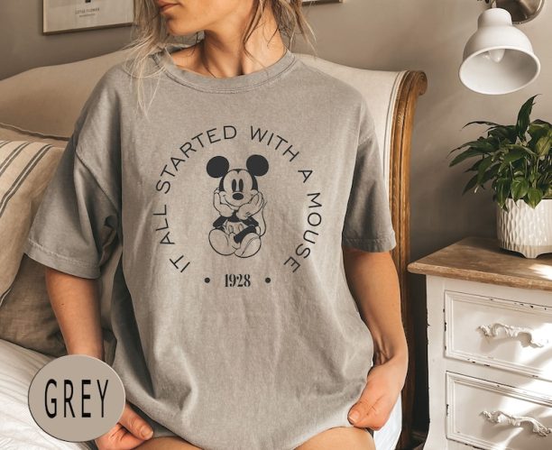 Comfort Colors® It All Started with a Mouse Shirt, Disney 1928 Shirt, Cute Disney Shirt, Disney Fan Gift