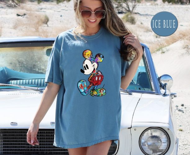 Comfort Colors® Mickey Colorful Disney T-Shirt, Disney Movie Characters Tshirt, Disney Family and Couple Tshirt