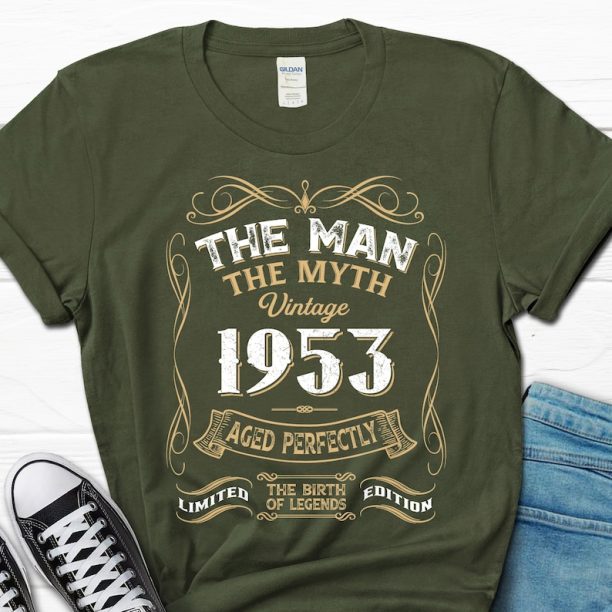 The Man The Myth Vintage 1953 Aged Perfectly Shirt, Gift for Grandpa, 70th Birthday Men's Shirt