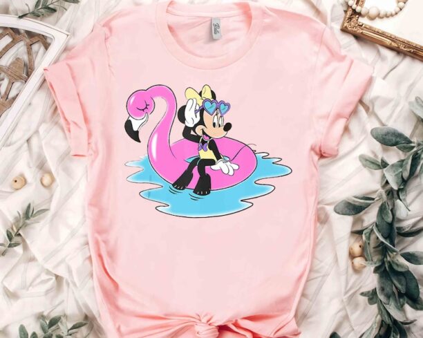 Cute Disney Minnie Mouse and Flamingo Shirt