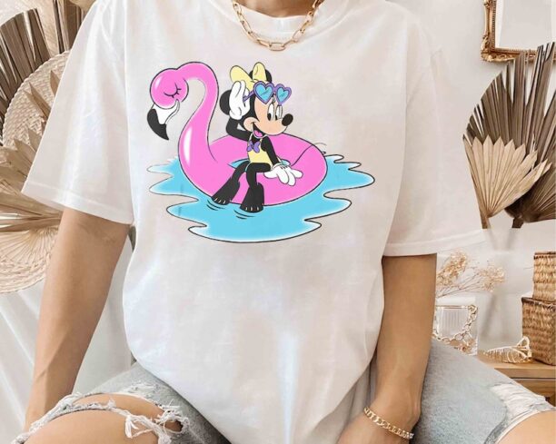 Cute Disney Minnie Mouse and Flamingo Shirt