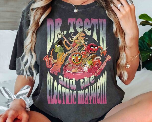 Disney The Muppets Show Dr. Teeth And The Electric Mayhem Kermit Retro Shirt