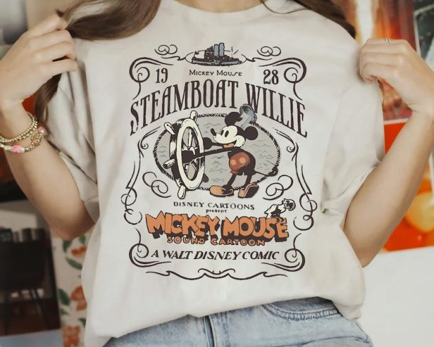 Disney Steamboat Willie Mickey Mouse Sound Cartoon 1928 Vintage D100 Shirt