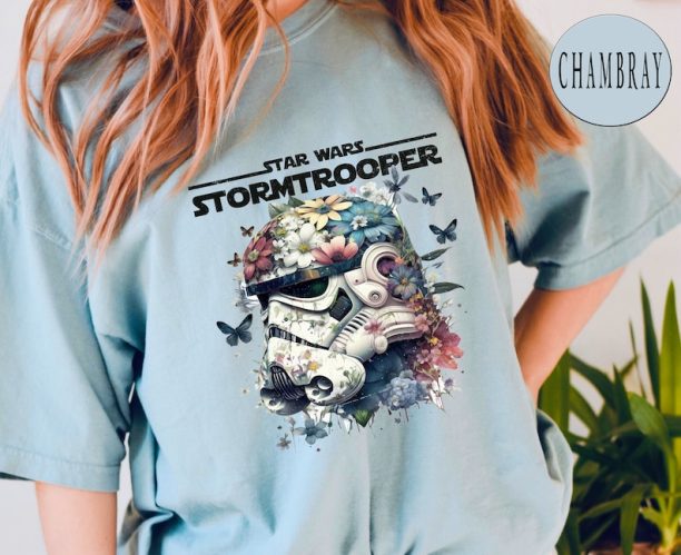 Comfort Colors® Star Wars Tropical Stormtrooper Floral Print T-Shirt, Disneyland Family Trip Vacation Gift