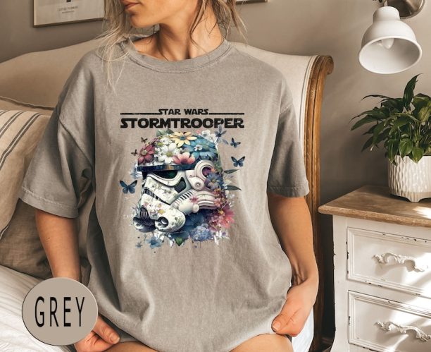 Comfort Colors® Star Wars Tropical Stormtrooper Floral Print T-Shirt, Disneyland Family Trip Vacation Gift