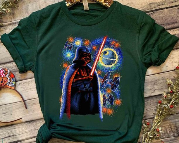 Star Wars Darth Vader Death Lightsaber Starry Night Retro T-shirt