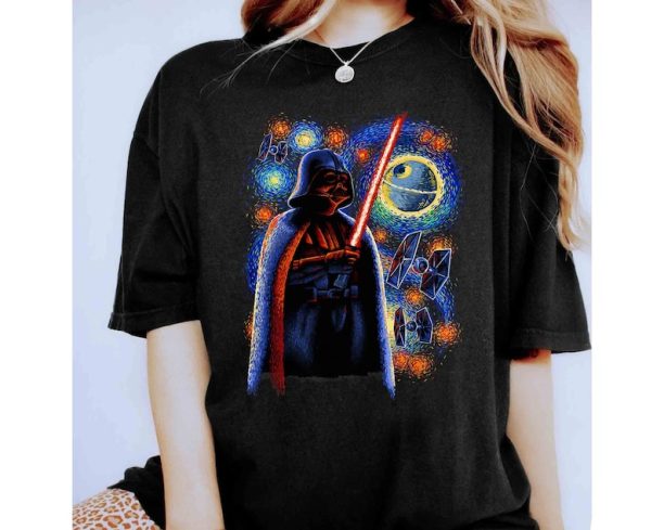 Star Wars Darth Vader Death Lightsaber Starry Night Retro T-shirt