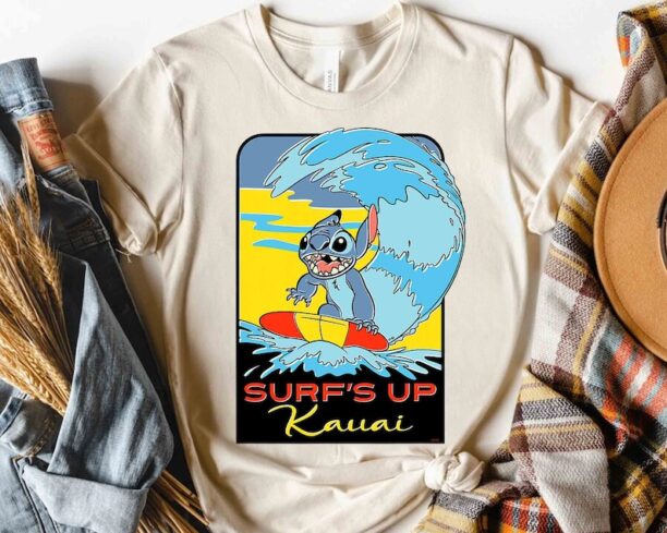 Disney Cute Lilo & Stitch Surf’s Up Kawai Shirt