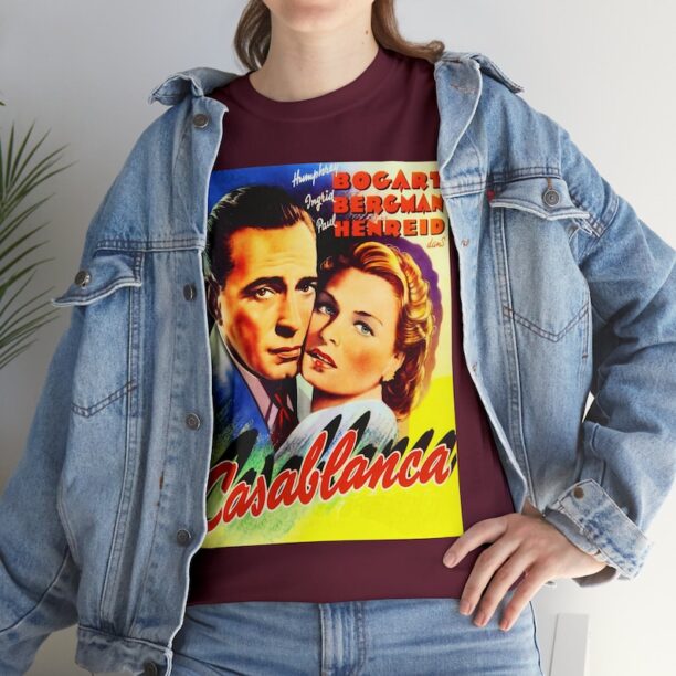 Vintage Shirt Casablanca classy old Hollywood movie poster Tee Shirt Retro vintage movie Tee Shirt For Old Hollywood