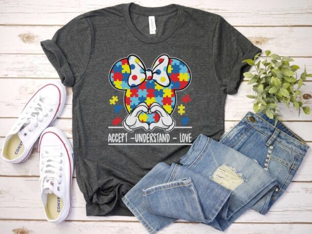 Accept Understand Love Autism Minnie Mouse Shirt, Disney Autism Mom Shirt, Autism Teacher Shirt, Autism Support