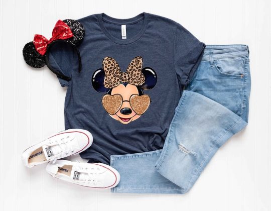 Leopard Minnie Mouse Shirt, Woman Disney Shirt, Minnie Safari Leopard Shirt, Girls Trip Minnie Ears Shirt, Disney Mom