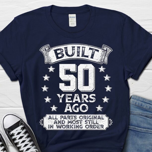 Built 50 Years Ago Shirt, 50th Birthday Gift, Vintage 1974 Shirt, 50th Birthday Gift For Men, 50th Retro Men's T-shirt