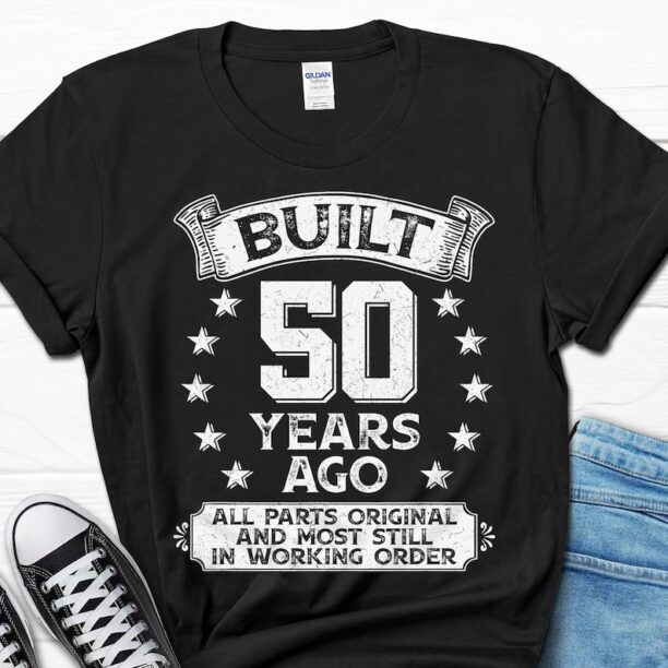 Built 50 Years Ago Shirt, 50th Birthday Gift, Vintage 1974 Shirt, 50th Birthday Gift For Men, 50th Retro Men's T-shirt