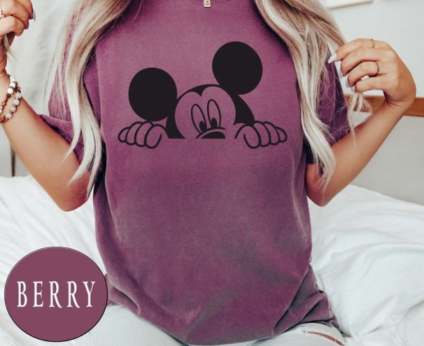 Comfort Colors® Disney Peeking Mickey Shirt, Disney Family Vacation Shirt, Disney WorldShirt Tees