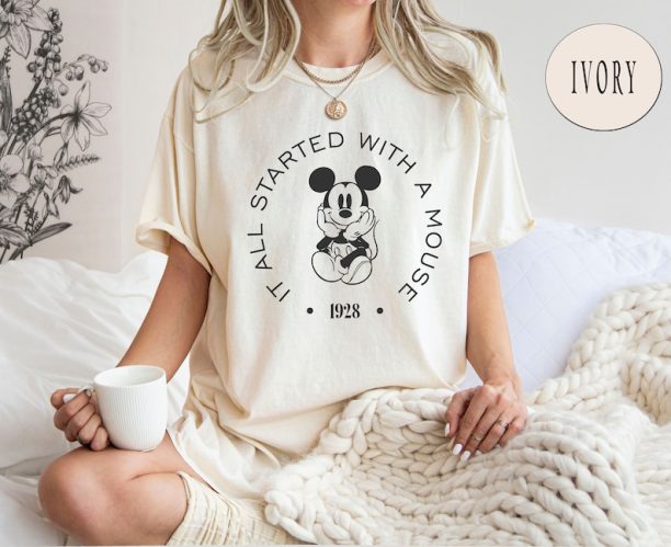 Comfort Colors® It All Started with a Mouse Shirt, Disney 1928 Shirt, Cute Disney Shirt, Disney Fan Gift