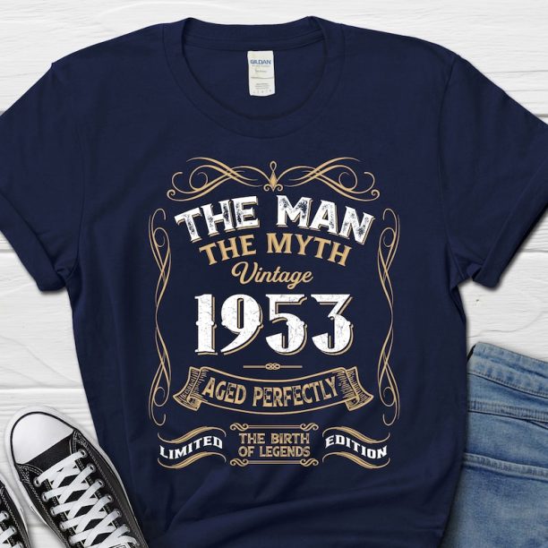 The Man The Myth Vintage 1953 Aged Perfectly Shirt, Gift for Grandpa, 70th Birthday Men's Shirt