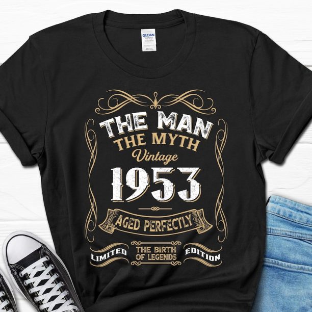 The Man The Myth Vintage 1953 Aged Perfectly Shirt, Gift for Grandpa, 70th Birthday Men's Shirt