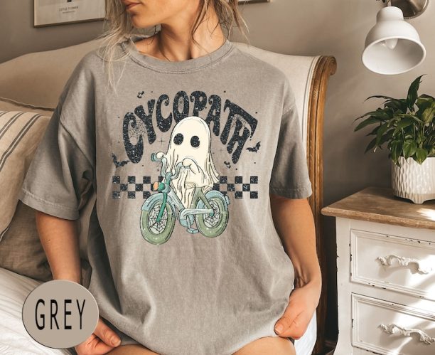 Comfort Colors® Cycopath Halloween Shirt, Grunge Spooky Halloween T-shirt, Ghost Shirt, Fall Vintage Tee