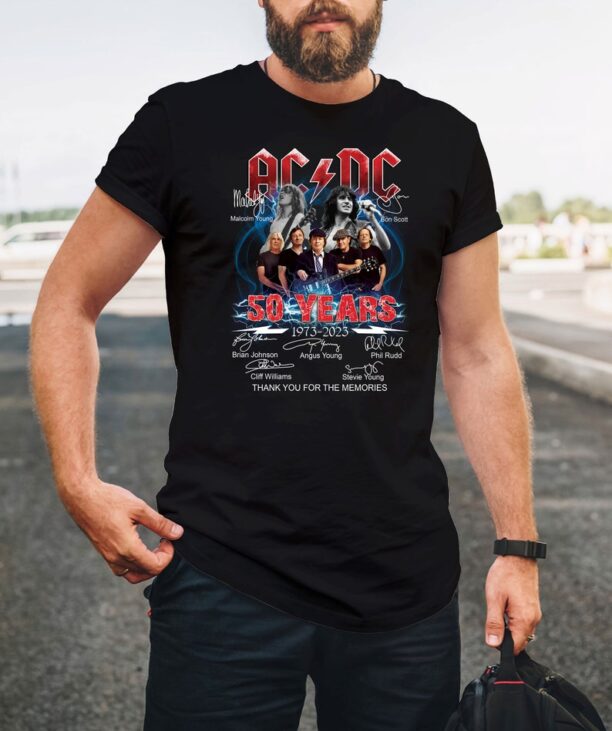 ACDC Band 50th Anniversary 1973 - 2023 Signature T-Shirt, ACDC TShirt Full Size S - 5XL, Rock and Roll Shirt