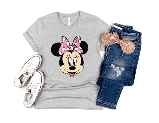 Minnie Mouse Head Shirt, Woman Disney Shirt, Minnie Bow Shirt, Girls Trip Minnie Ears Shirt, Disney Mom T-Shirt