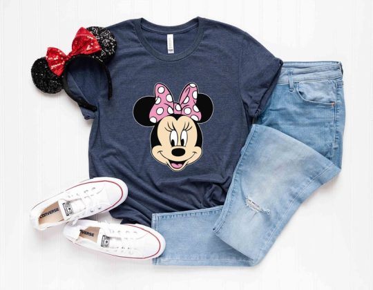 Minnie Mouse Head Shirt, Woman Disney Shirt, Minnie Bow Shirt, Girls Trip Minnie Ears Shirt, Disney Mom T-Shirt