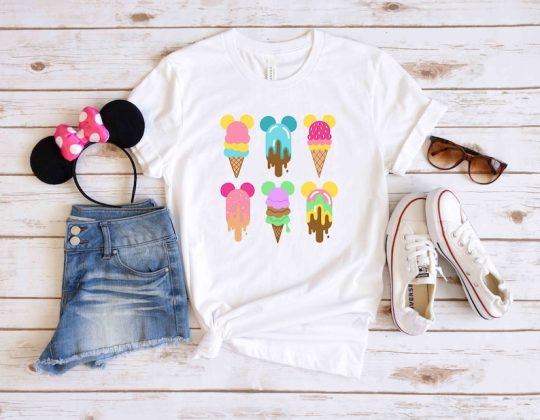 Disney Mickey Ear Ice Cream Cones and Popsicles Shirt, Disney Ice Cream Mickey Shirt, Disney Snacks, Disney Epcot Shirt