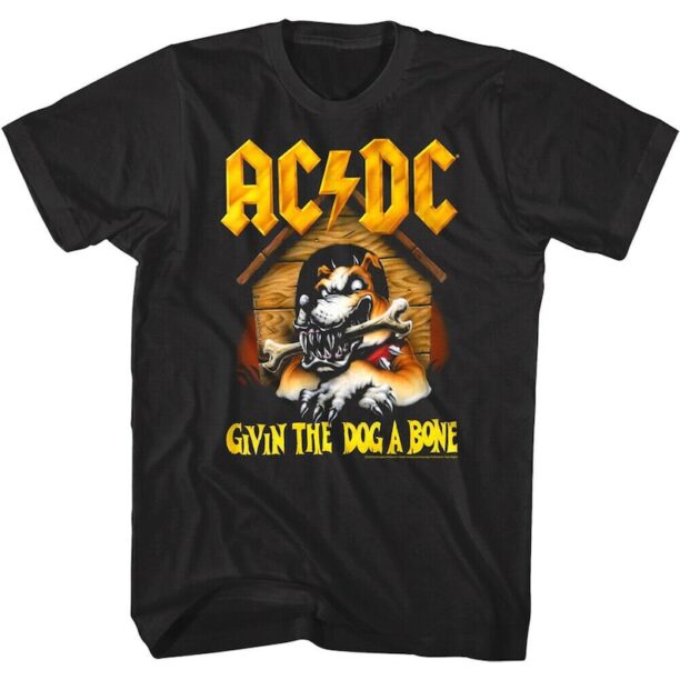 AC/DC Men's T-Shirt Givin the Dog a Bone Single Graphic Tee Heavy Metal Rock Band Concert Tour Merch Vintage Music Lover