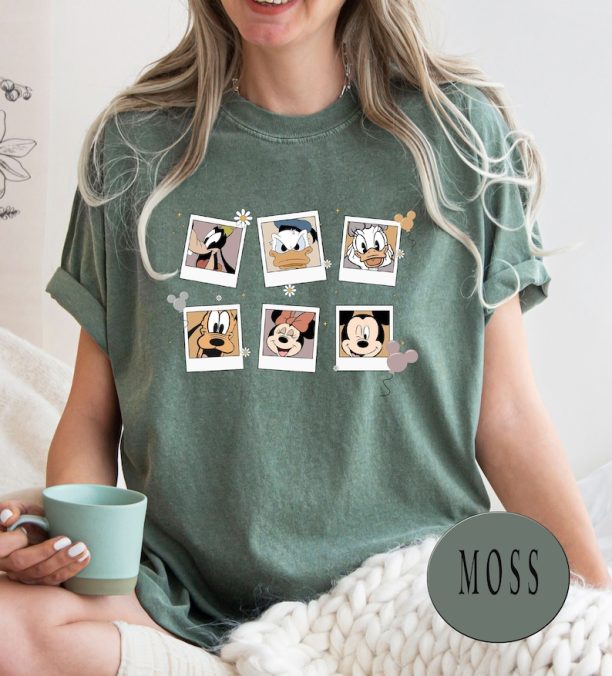 Comfort Colors® Retro Disney Characters Polaroid Shirt, Disney Polaroid Shirt, Mickey and Friends Shirt,Disneyland Shirt