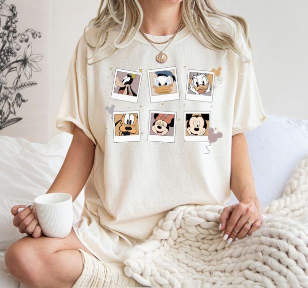 Comfort Colors® Retro Disney Characters Polaroid Shirt, Disney Polaroid Shirt, Mickey and Friends Shirt,Disneyland Shirt