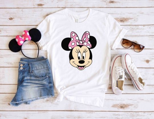 Minnie Mouse Head Shirt, Woman Disney Shirt, Minnie Bow Shirt, Girls Trip Minnie Ears Shirt, Disney Mom T-Shirt